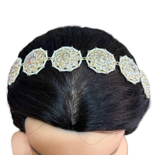 Gold Kundan Sheeshphool Sheesh Phool  Matha Patti Indian Hair Jewelry #SP4