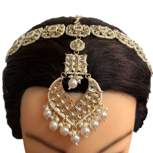 Gold Kundan Sheeshphool Sheesh Phool Matha Patti Indian Hair Jewelry Maang Tikka #SP7