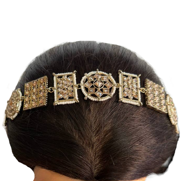 Polki Mehendi Antique Gold Finish  Sheeshphool Sheesh Phool Matha Patti Indian Hair Jewelry #SP12