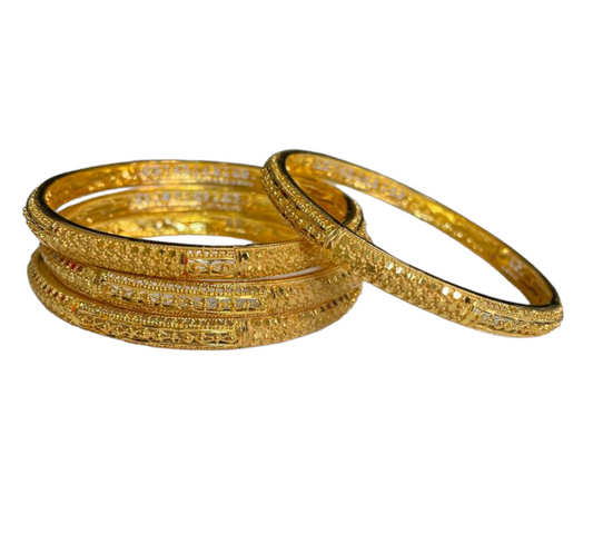 24k 1 Gram Gold Plated Hand Crafted 4pc Bangles Set GB1