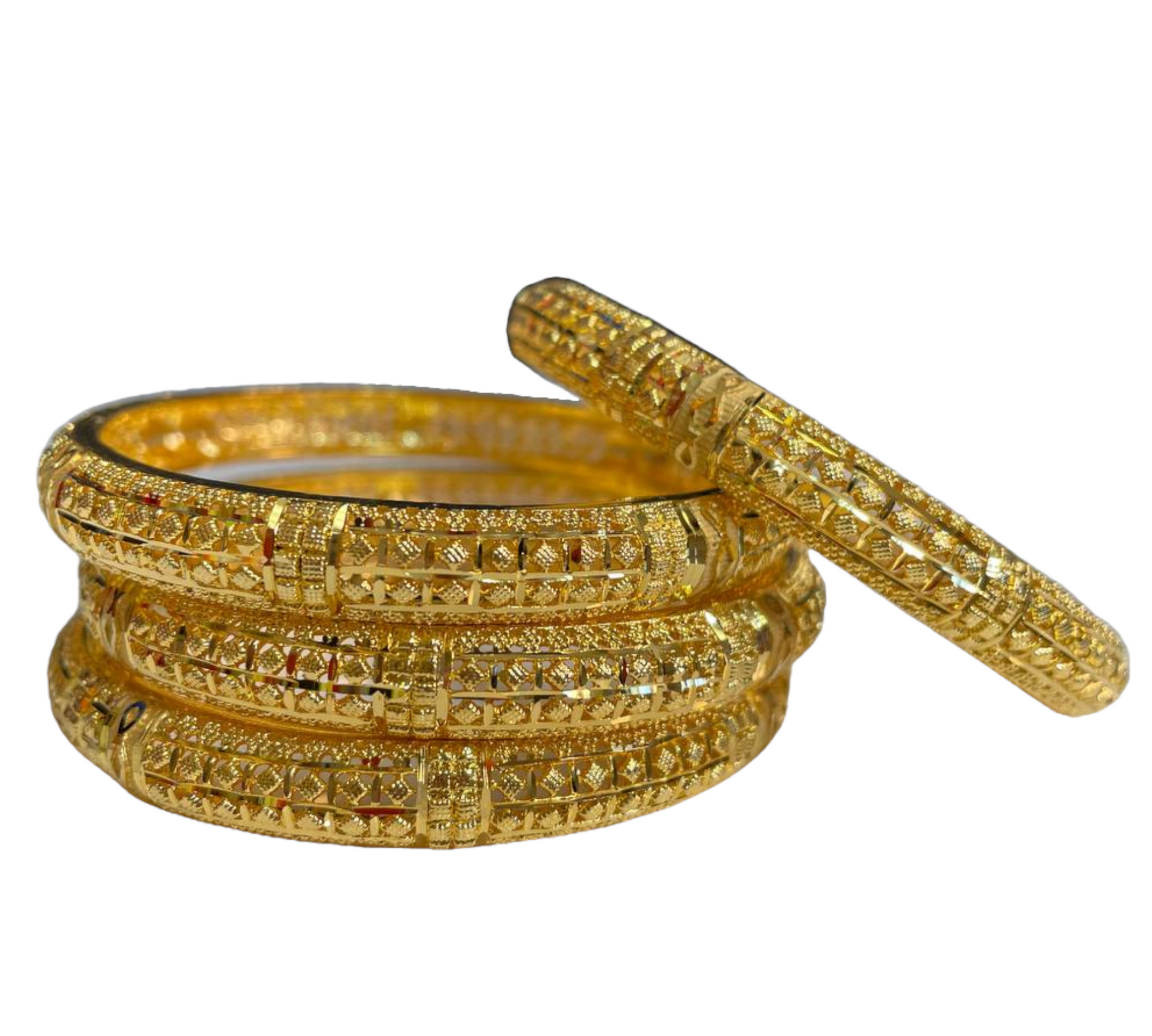 24k 1 Gram Gold Plated Hand Crafted 4pc Bangles Set GB2