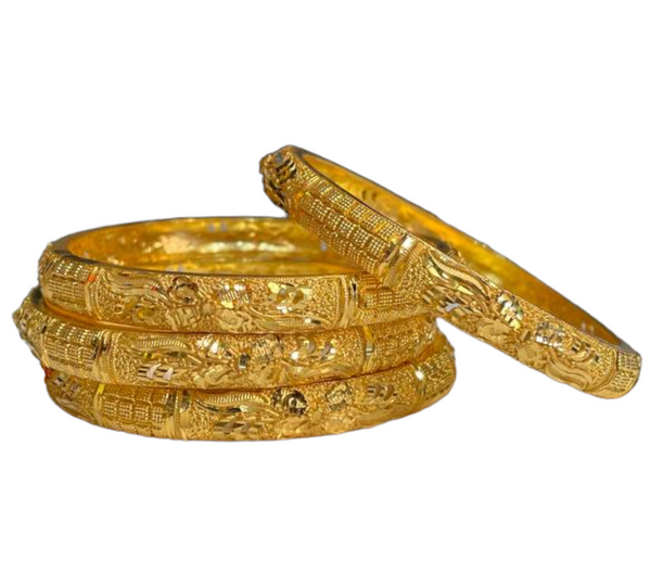 24k 1 Gram Gold Plated Hand Crafted 4pc Bangles Set GB3