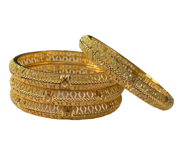 24k 1 Gram Gold Plated Hand Crafted 4pc Bangles Set GB7