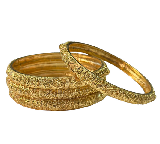 24k 1 Gram Gold Plated Hand Crafted 4pc Bangles Set GB8