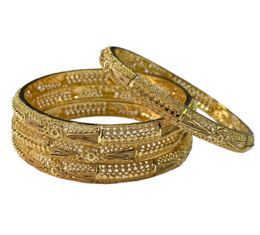 24k 1 Gram Gold Plated Hand Crafted 4pc Bangles Set GB12