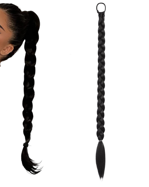 Synthetic Readymade Natural Black Long Hair Braid Chotti  Extension Paranda 29 inches HCB1