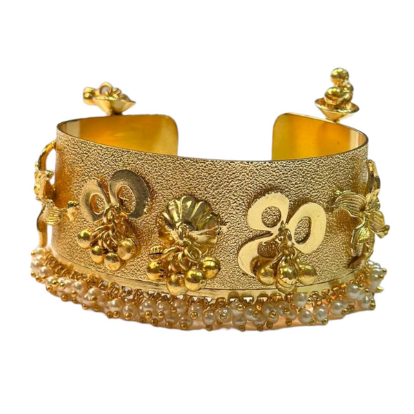 Gold Plated Hand Crafted Cuff Kada Broad Bracelet GCB1