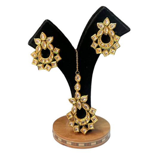 Kundan Set With Back Meenakari Earring And Mang Tikka Set #KEMS1