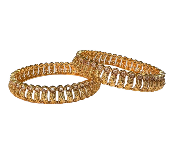 Gold Plated with Polki Reverse American Diamond 2pc Bangles Set RAB3