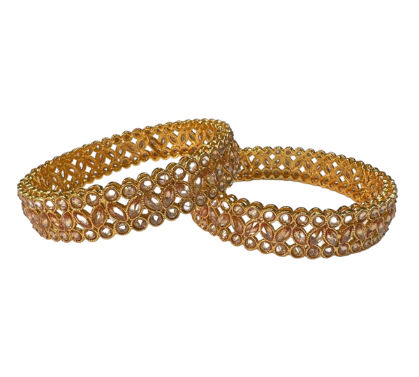 Gold Plated with Polki Reverse American Diamond 2pc Bangles Set RAB4