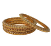 3D Gold Plated with Polki Reverse American Diamond 4pc Bangles Set RAB8