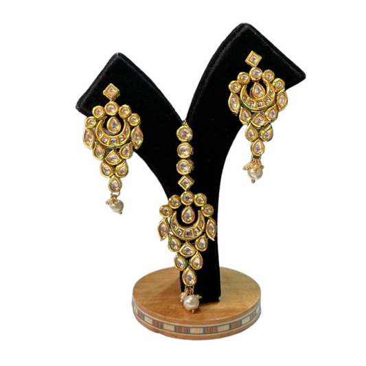 Kundan Set With Back Meenakari Earring And Mang Tikka Set #KEMS3