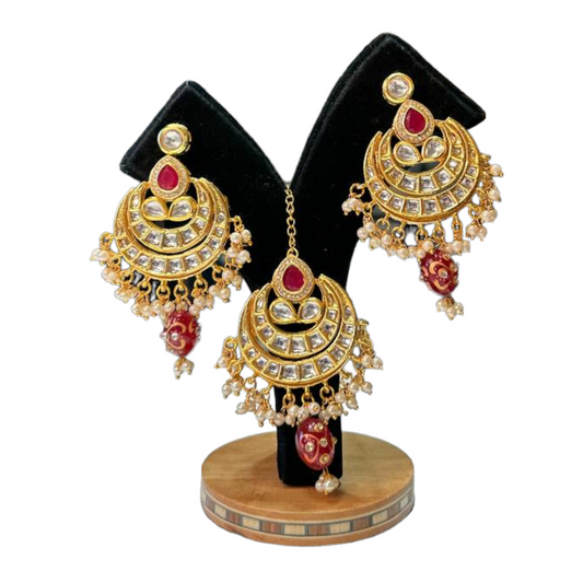 Kundan Set With Back Meenakari Earring And Mang Tikka Set #KEMS6