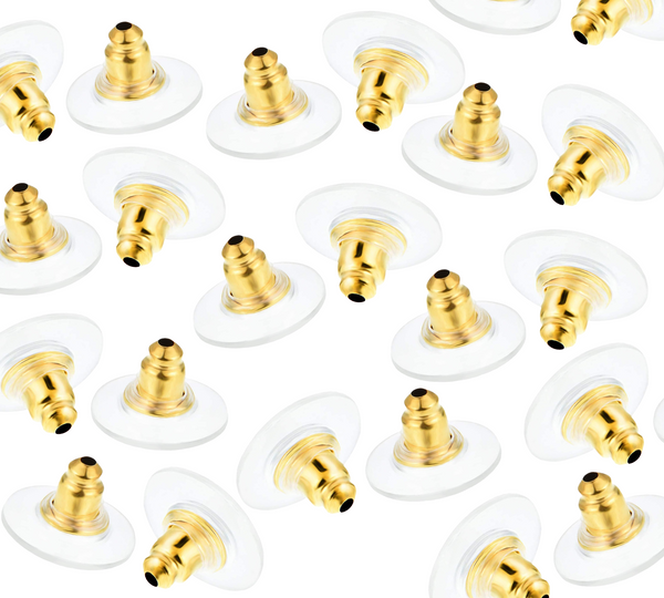 Earring Back Stoppers Screws with Plastic Pad Safety Backs Gold
