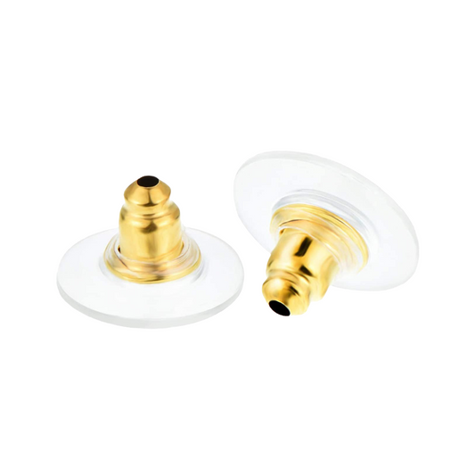 Earring Back Stoppers Screws with Plastic Pad Safety Backs Gold