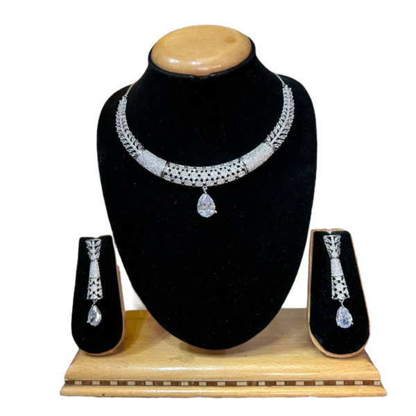 Hasli Style AD/CZ American Diamond Necklace & Earring Set ADS40
