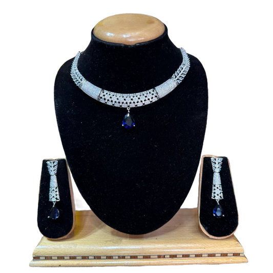 Hasli Style AD/CZ American Diamond Necklace & Earring Set ADS40