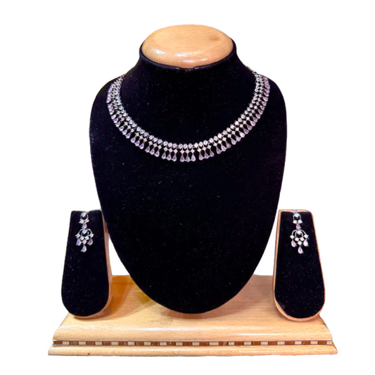 AD/CZ American Diamond Necklace & Earring Set ADS44