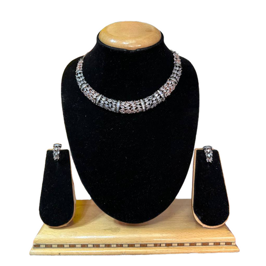 Hasli Style AD/CZ American Diamond Necklace & Earring Set ADS47