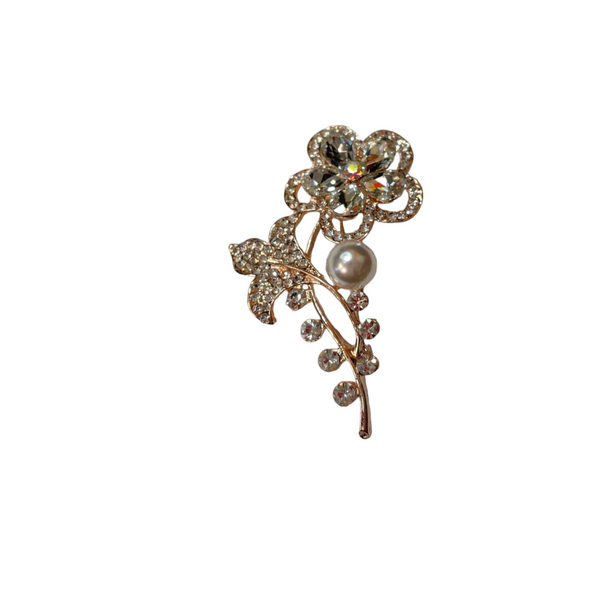 Rose Gold Finish Brooch With Stones To Put on Saree Hijaab Dupatta B16