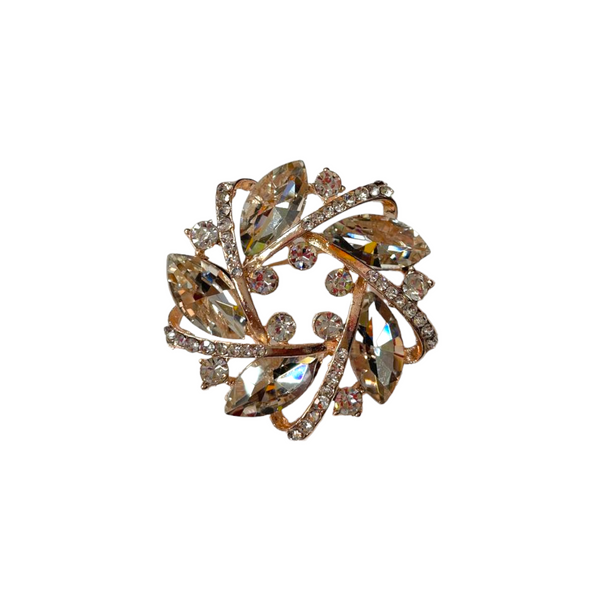 Rose Gold Finish Brooch With Stones To Put on Saree Hijaab Dupatta B19