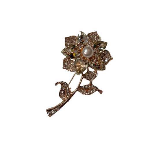 Rose Gold Finish Brooch With Stones To Put on Saree Hijaab Dupatta B22