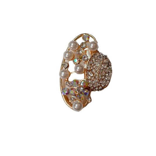 Rose Gold Finish Brooch With Stones To Put on Saree Hijaab Dupatta B23
