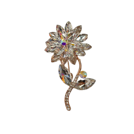 Rose Gold Finish Brooch With Crystals To Put on Saree Hijaab Dupatta B15