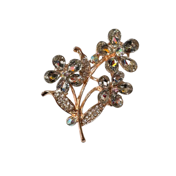 Rose Gold Finish Brooch With Stones To Put on Saree Hijaab Dupatta B17