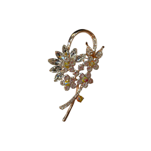 Rose Gold Finish Brooch With Stones To Put on Saree Hijaab Dupatta B25