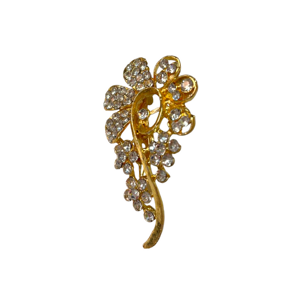 Gold Finish Brooch With Stones To Put on Saree Hijaab Dupatta B28