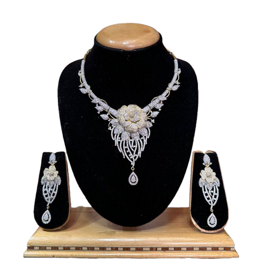 AD/CZ American Diamond Necklace & Earring Set ADS69