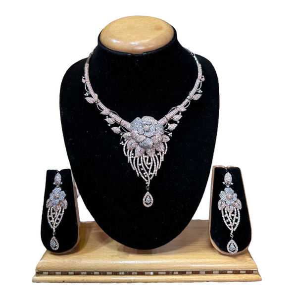AD/CZ American Diamond Necklace & Earring Set ADS69
