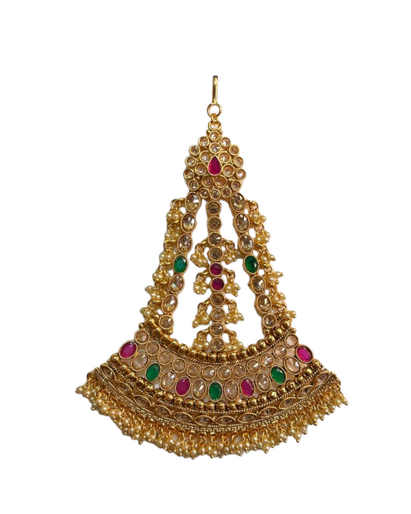 Polki Gold Plated Jhoomar Passa Jhumar Head Jewelry Headpiece PJ2