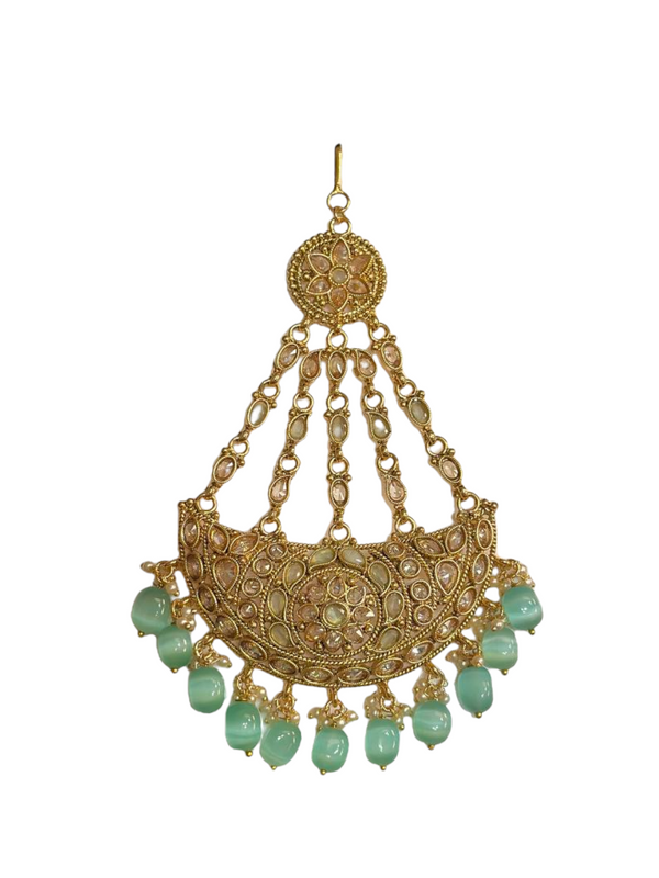Polki Gold Plated Jhoomar Passa Jhumar Head Jewelry Headpiece PJ3