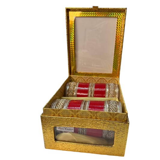 Indian Bridal Punjabi Bollywood Chooda Plastic Bangles Set With Gift Box #FD