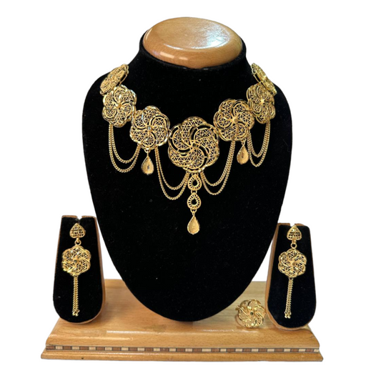 24k 1 Gram Gold Plated Necklace Earring And Ring Set GPC5