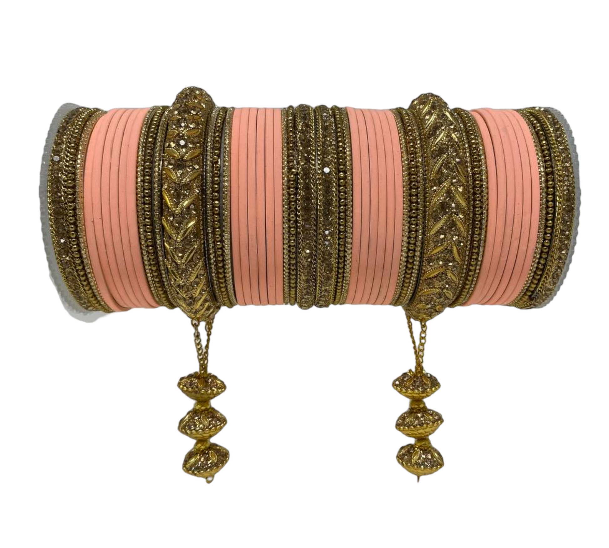 Indian Bridal Bollywood Style Metal Bangle Set With Kalire Jhumki