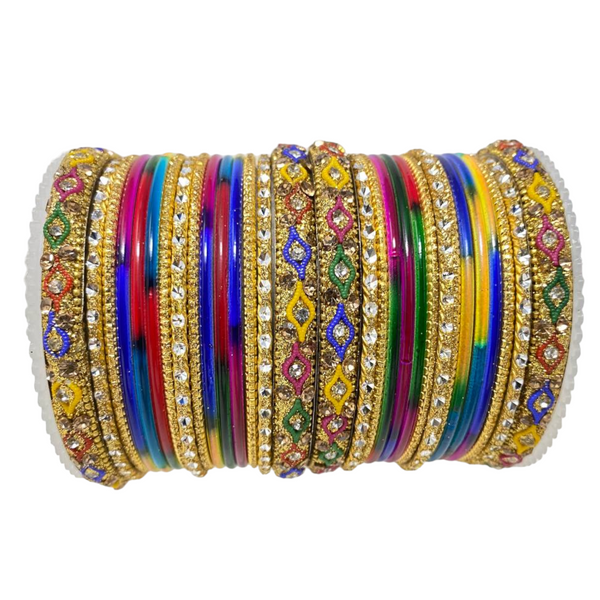 Indian Multi Color Metal Bangle Set Churiyan Bridal Chudiyan #1129M