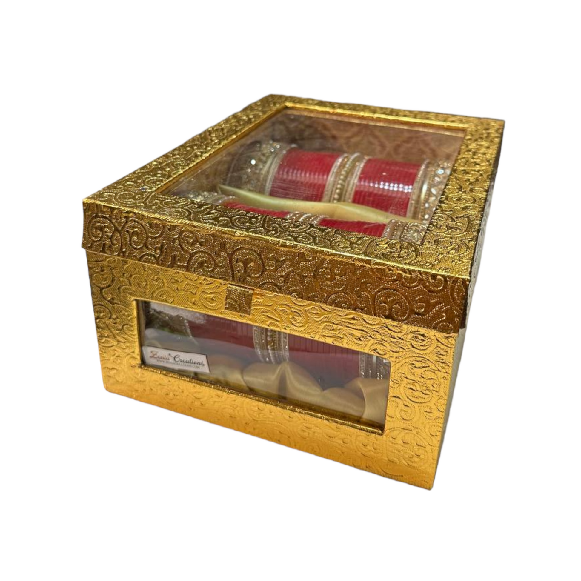 India Bridal Red Punjabi Chooda Plastic Bangles Set With Gift Box #HM
