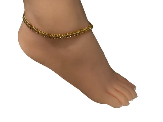 KP1  Kids Anklets Payal Gold Plated with Rhinestones Indian Jewelry