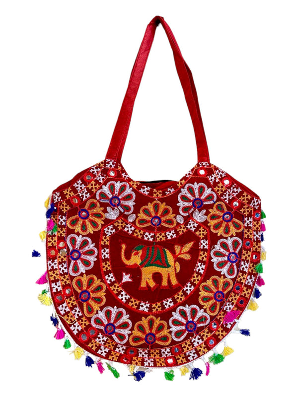 Handcrafted Handmade Bag India Rajasthani Red Hand Tote Bag Purse #HB36