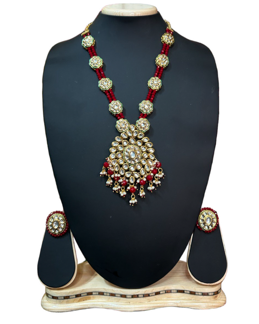 Kundan Long Mala Necklace Earrings Set With Meenakari  #KL7