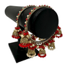 Indian 2pc Red Metal Bangles With Jhumki Churiyan Set