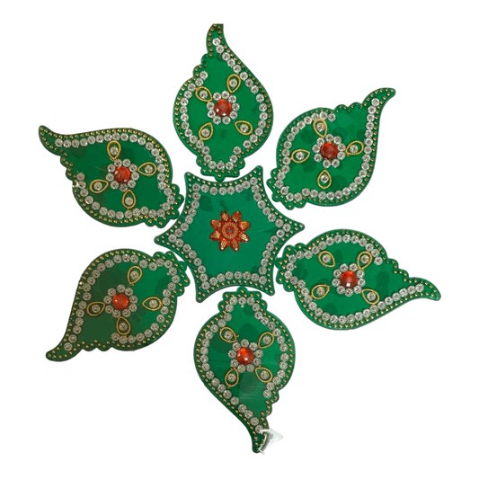 Acrylic Design Green Rangoli Floor Decoration #R5