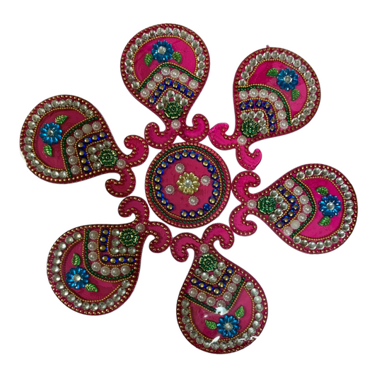 Acrylic Design Pink Rangoli Floor Decoration #R1