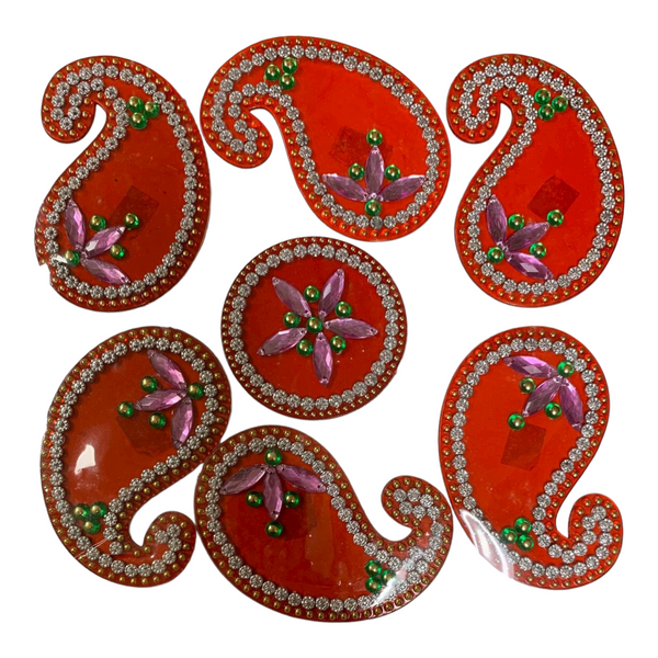 Acrylic Design Red Rangoli Floor Decoration #R6
