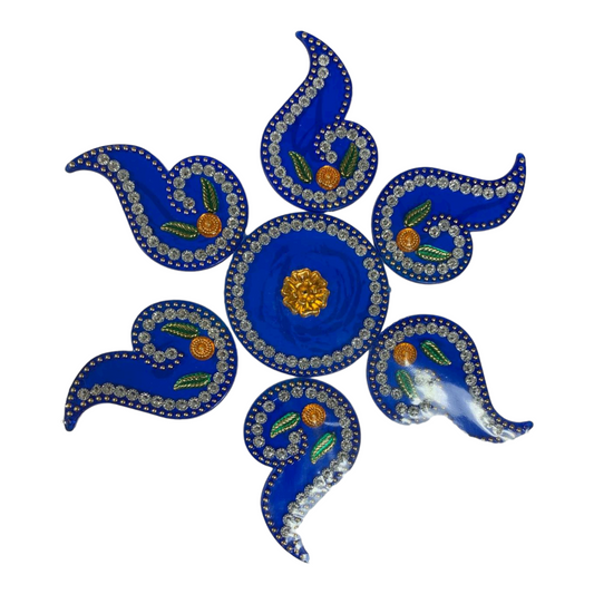 Acrylic Design Blue Rangoli Floor Decoration #R4