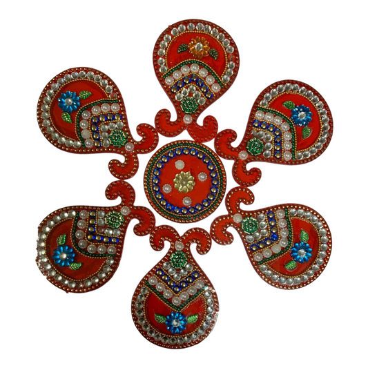 Acrylic Design Red Rangoli Floor Decoration #R2