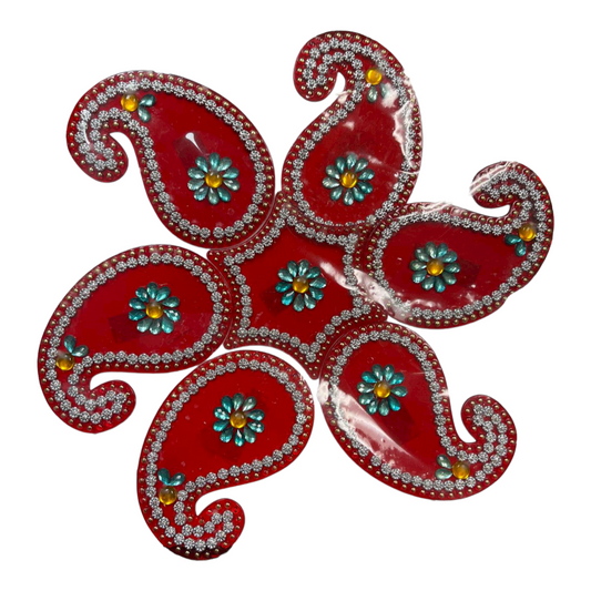 Acrylic Design Red Rangoli Floor Decoration #R7